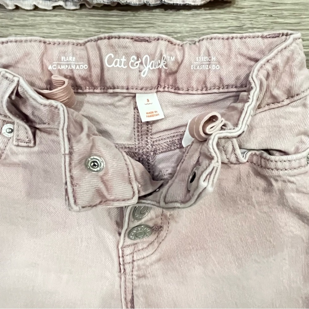Girls Bundle - Striped Button Front Tops + Pink Flare Jeans - Picture 6 of 8
